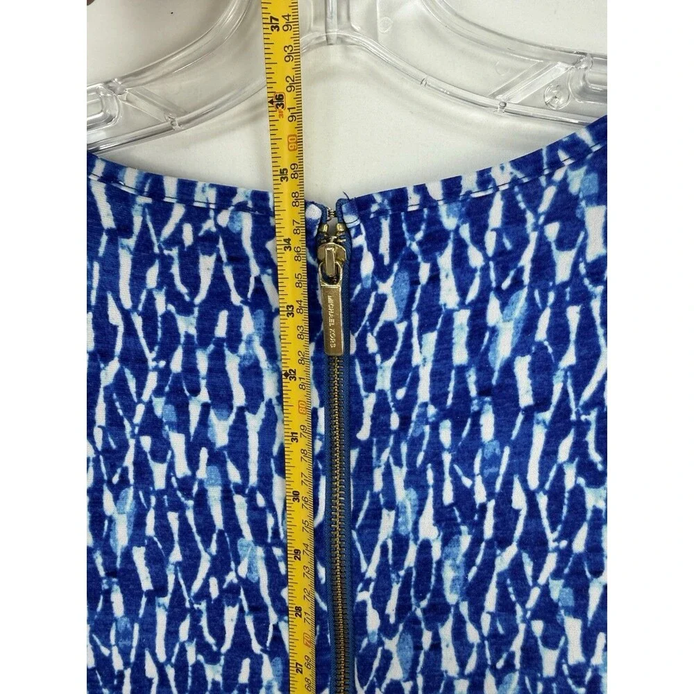 MICHAEL Michael Kors Womens Shift Dress Large Blue White Abstract Short Sleeve
